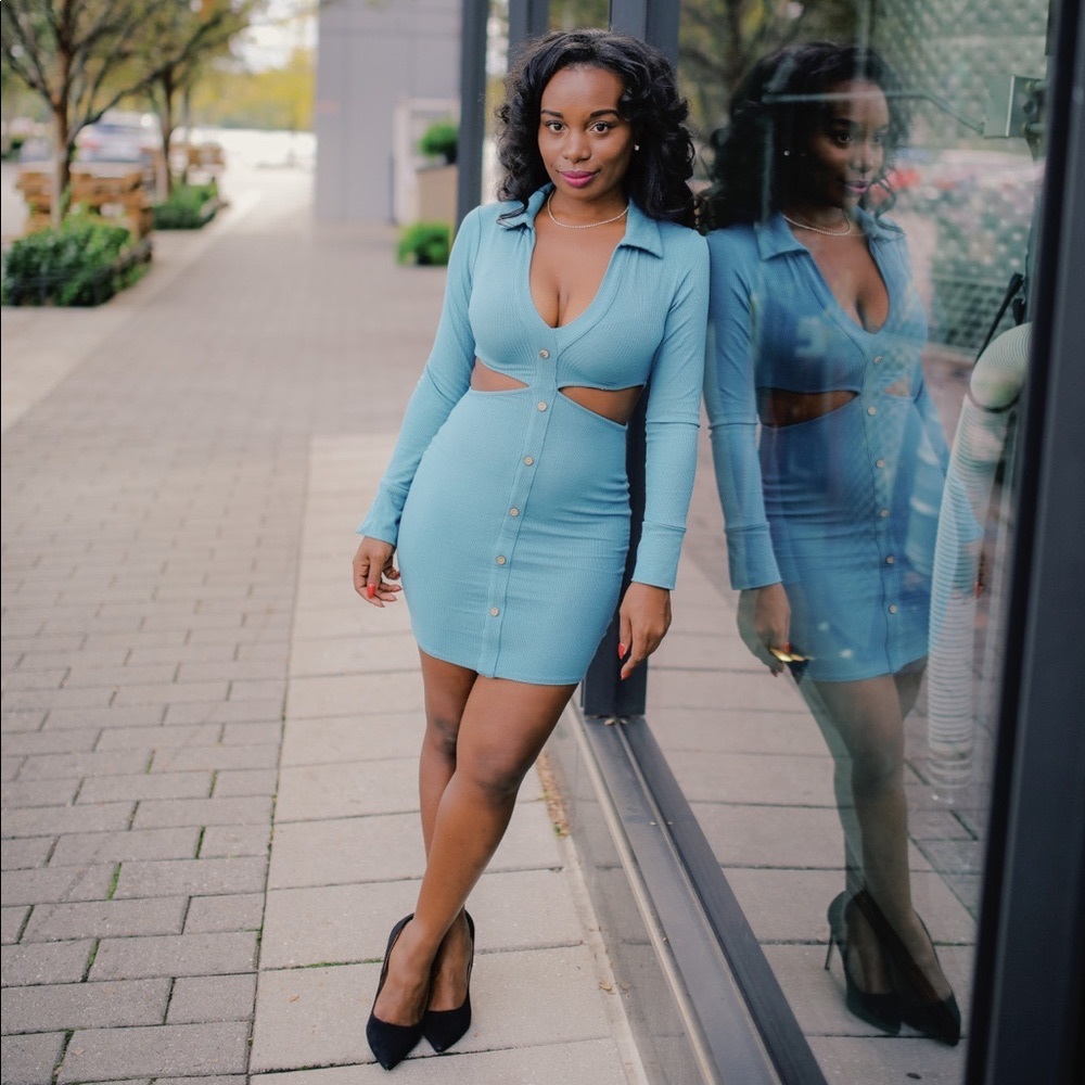 Knit Cutout Mini Shirt Dress